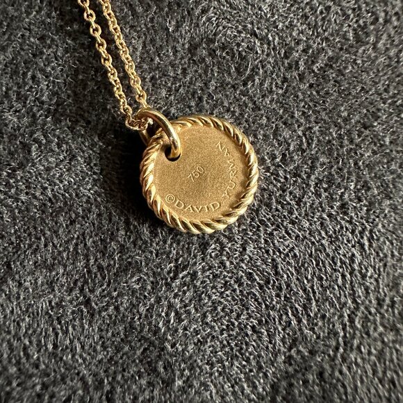 David Yurman Initial "J" Charm Necklace in 18K Yellow Gold & Pavé White Diamonds - Picture 8 of 16